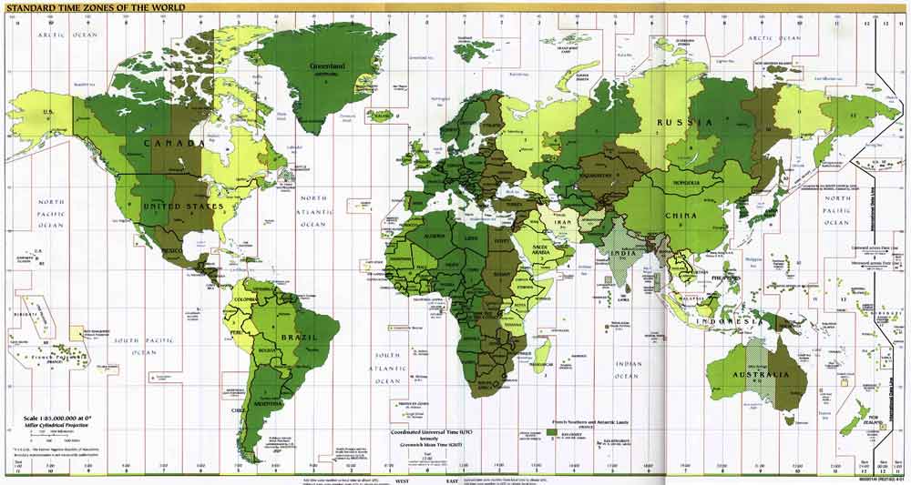 standard time zones of the world map. Standard time zones around the