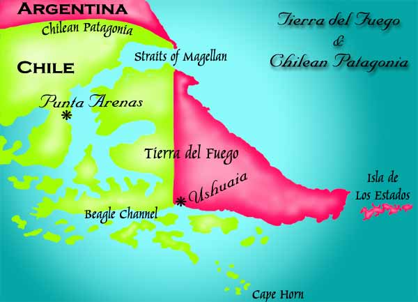 Tierra Del Fuego Map. Tierra del Fuego Map